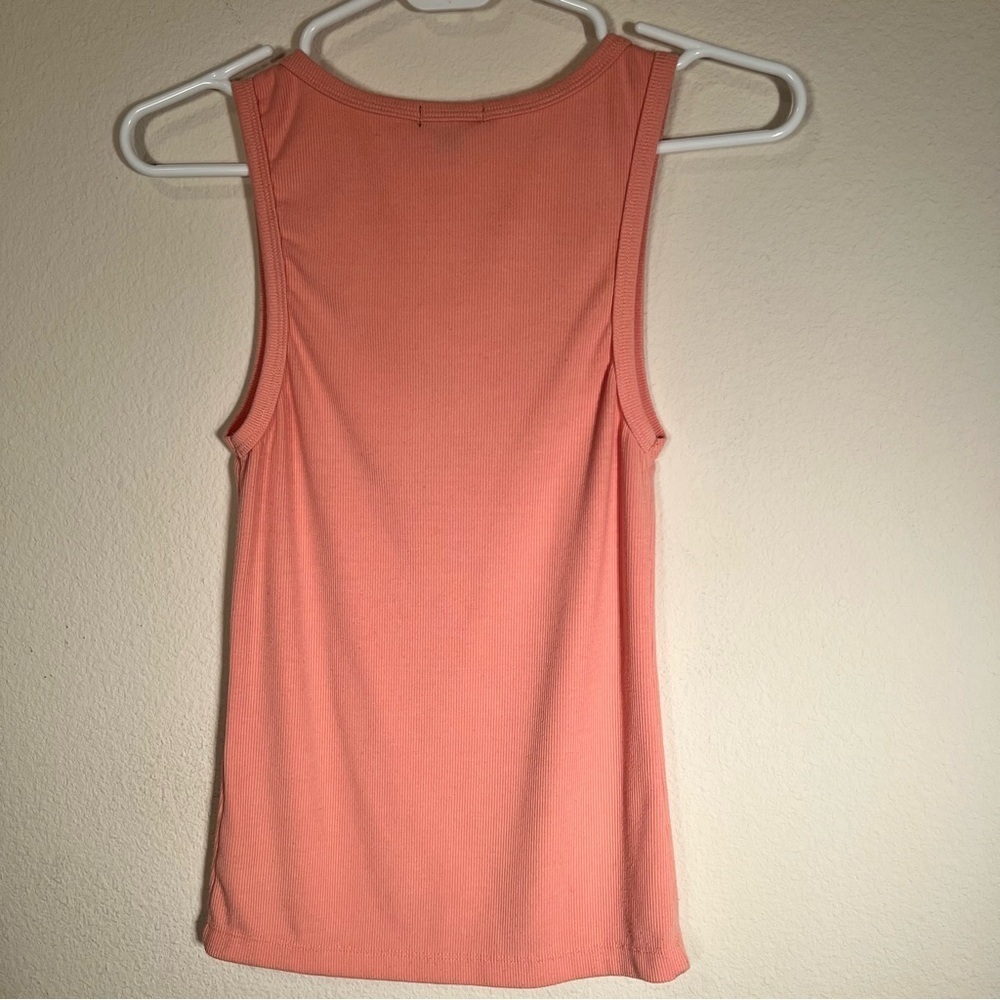 True Religion Pink Rhinestone Logo Ribbed Tank Top - Picture 5 of 6